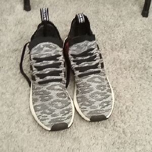 Size 13 Adidas Men's Sneakers Gray Black White & Red